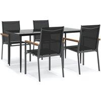 Berkfield Home 5 Piece Garden Dining Set Black Textilene & Steel