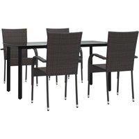 Berkfield Home 5 Piece Garden Dining Set Brown Poly Rattan