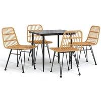 Berkfield Home 5 Piece Garden Dining Set Poly Rattan in Brown