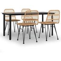 Berkfield Home 5 Piece Garden Dining Set Poly Rattan in Brown