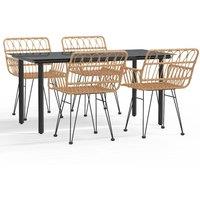 Berkfield Home 5 Piece Garden Dining Set Poly Rattan in Brown