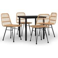 Berkfield Home 5 Piece Garden Dining Set Poly Rattan in Brown