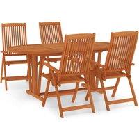 Berkfield Home 5 Piece Garden Dining Set Solid Wood Eucalyptus in Brown