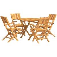 Berkfield Home 5 Piece Garden Dining Set Solid Wood Teak in Brown