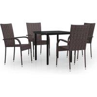 Berkfield Home 5 Piece Outdoor Dining Set Brown & Black