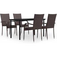 Berkfield Home 5 Piece Outdoor Dining Set Brown & Black