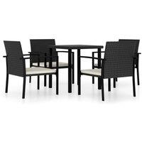 Berkfield Home 5 Piece Outdoor Dining Set Poly Rattan Black