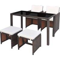 Berkfield Home 5 Piece Outdoor Dining Set with Cushions Poly Rattan Brown