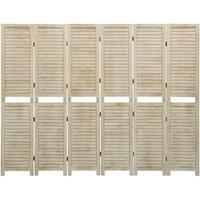 Berkfield Home 6-Panel Room Divider 210x165 cm Solid Wood Paulownia in Light Beige