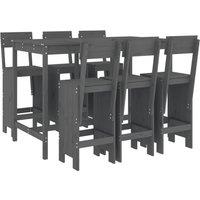 Berkfield Home 7 Piece Garden Bar Set Grey Solid Wood Pine
