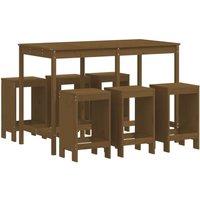 Berkfield Home 7 Piece Garden Bar Set Honey Brown Solid Wood Pine