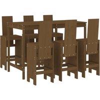 Berkfield Home 7 Piece Garden Bar Set Honey Brown Solid Wood Pine