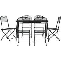 Berkfield Home 7 Piece Garden Dining Set Anthracite Metal Mesh in Black
