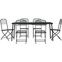 Berkfield Home 7 Piece Garden Dining Set Anthracite Metal Mesh in Black