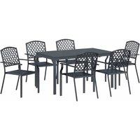 Berkfield Home 7 Piece Garden Dining Set Anthracite Steel in Charcoal