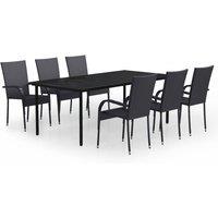 Berkfield Home 7 Piece Garden Dining Set Black