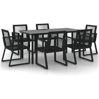 Berkfield Home 7 Piece Garden Dining Set Black PVC Rattan