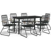 Berkfield Home 7 Piece Garden Dining Set Black PVC Rattan