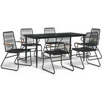 Berkfield Home 7 Piece Garden Dining Set Black PVC Rattan