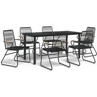 Berkfield Home 7 Piece Garden Dining Set Black PVC Rattan