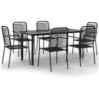 Berkfield Home 7 Piece Garden Dining Set Black Cotton Rope & Steel