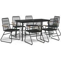 Berkfield Home 7 Piece Garden Dining Set Black PVC Rattan