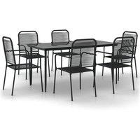 Berkfield Home 7 Piece Garden Dining Set Black Cotton Rope & Steel