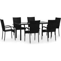 Berkfield Home 7 Piece Garden Dining Set Black Poly Rattan