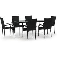 Berkfield Home 7 Piece Garden Dining Set Black Poly Rattan
