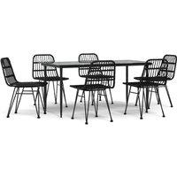 Berkfield Home 7 Piece Garden Dining Set Black Poly Rattan