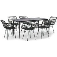 Berkfield Home 7 Piece Garden Dining Set Black Poly Rattan