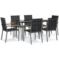 Berkfield Home 7 Piece Garden Dining Set Black Textilene & Steel