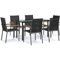 Berkfield Home 7 Piece Garden Dining Set Black Textilene & Steel