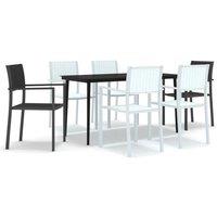 Berkfield Home 7 Piece Garden Dining Set Black & White