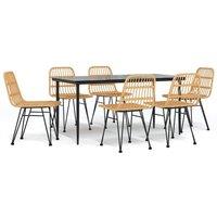 Berkfield Home 7 Piece Garden Dining Set Poly Rattan in Brown