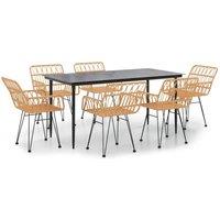 Berkfield Home 7 Piece Garden Dining Set Poly Rattan in Brown