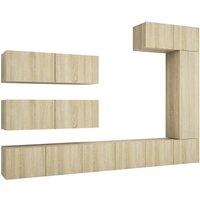 Berkfield Home 7 Piece TV Cabinet Set Sonoma Oak Engineered Wood in Light Tan