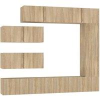 Berkfield Home 7 Piece TV Cabinet Set Sonoma Oak Engineered Wood in Light Oak
