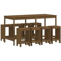 Berkfield Home 9 Piece Garden Bar Set Honey Brown Solid Wood Pine