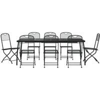 Berkfield Home 9 Piece Garden Dining Set Anthracite Metal Mesh in Black