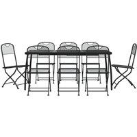 Berkfield Home 9 Piece Garden Dining Set Anthracite Metal Mesh in Black