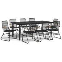 Berkfield Home 9 Piece Garden Dining Set Black PVC Rattan