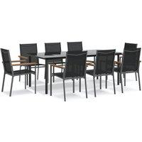 Berkfield Home 9 Piece Garden Dining Set Black Textilene & Steel