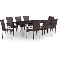 Berkfield Home 9 Piece Garden Dining Set Brown & Black