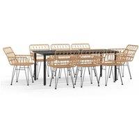 Berkfield Home 9 Piece Garden Dining Set Poly Rattan in Brown