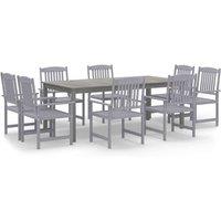 Berkfield Home 9 Piece Garden Dining Set Solid Wood Acacia Grey