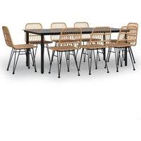Berkfield Home 9 Piece Garden Dining Set Poly Rattan in Brown