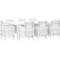 Berkfield Home 9 Piece Garden Dining Set White Poly Rattan