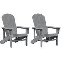 Berkfield Home Adirondack Chairs 2 pcs Light Grey 74x82x90 cm HDPE | Size: 74 x 82 x 90 cm