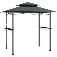 Berkfield Home BBQ Gazebo with Side Shelves Anthracite 240x150x243 cm Steel in Charcoal | Size: 240 x 150 x 243 cm